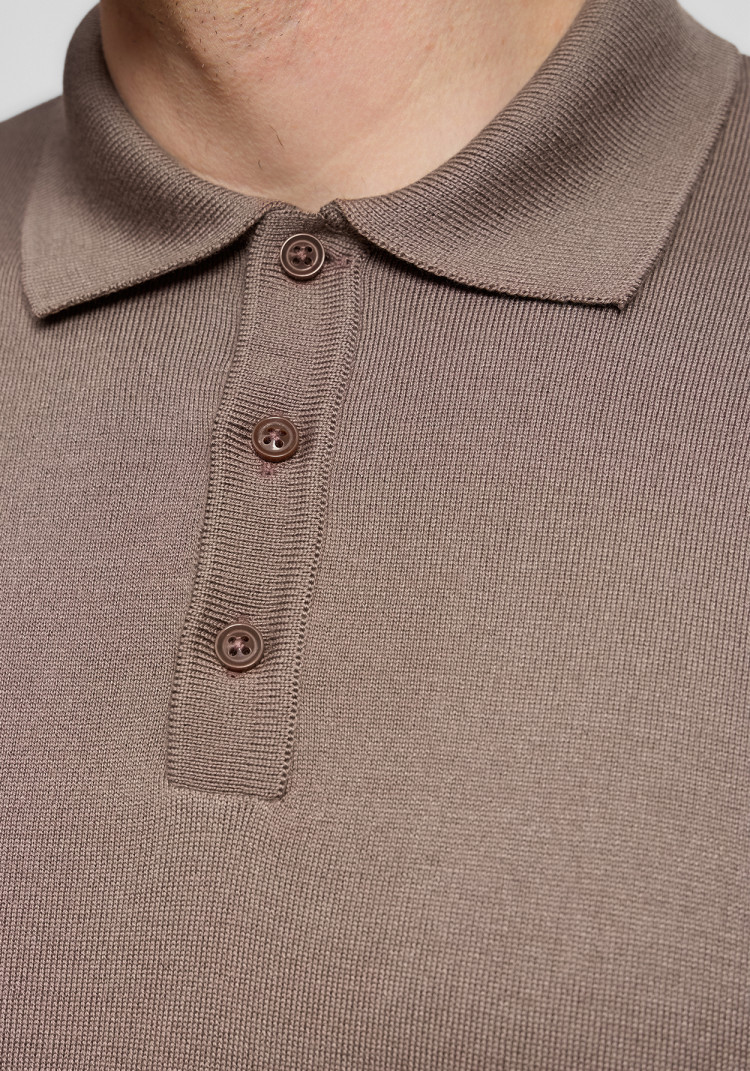 Classic men's beige button-up polo, Photo 2