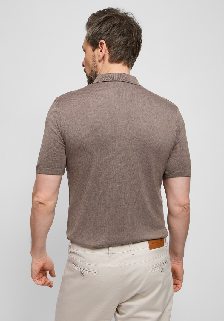 Classic men's beige button-up polo, Photo 3