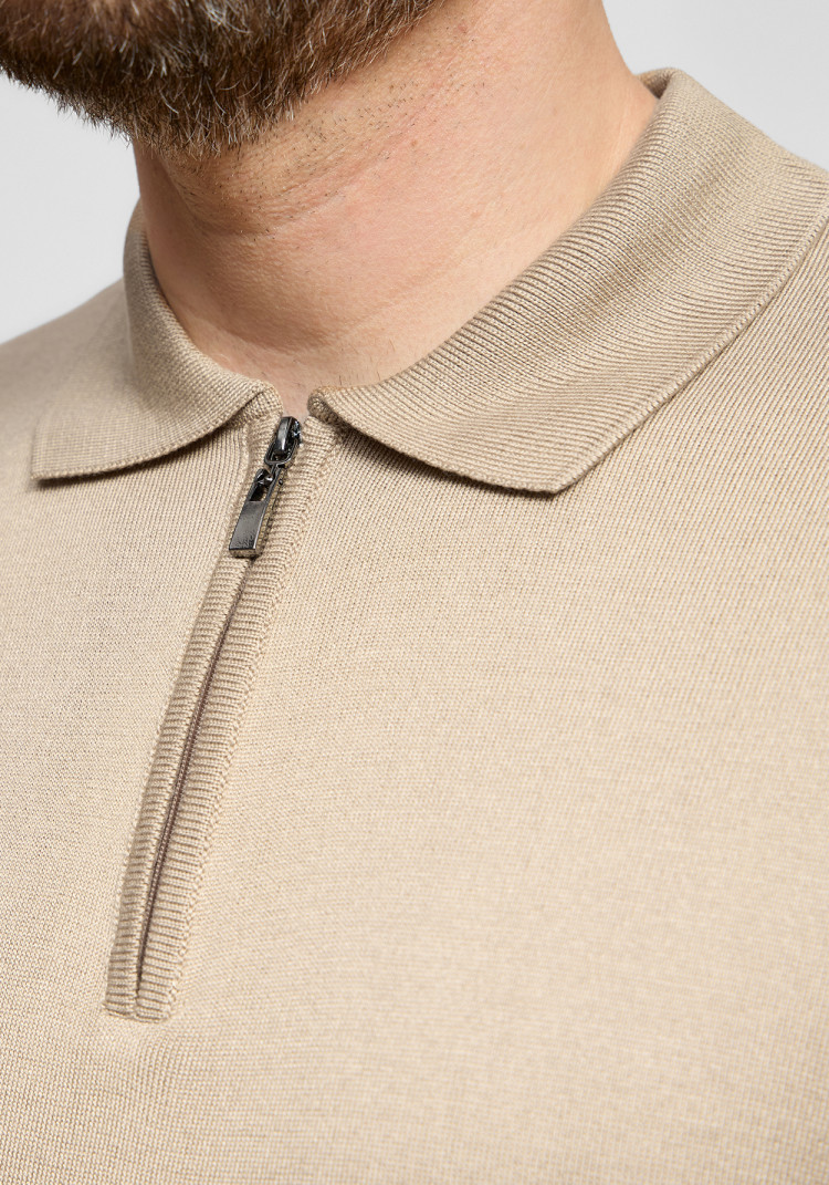 Classic men's beige zip polo, Photo 2