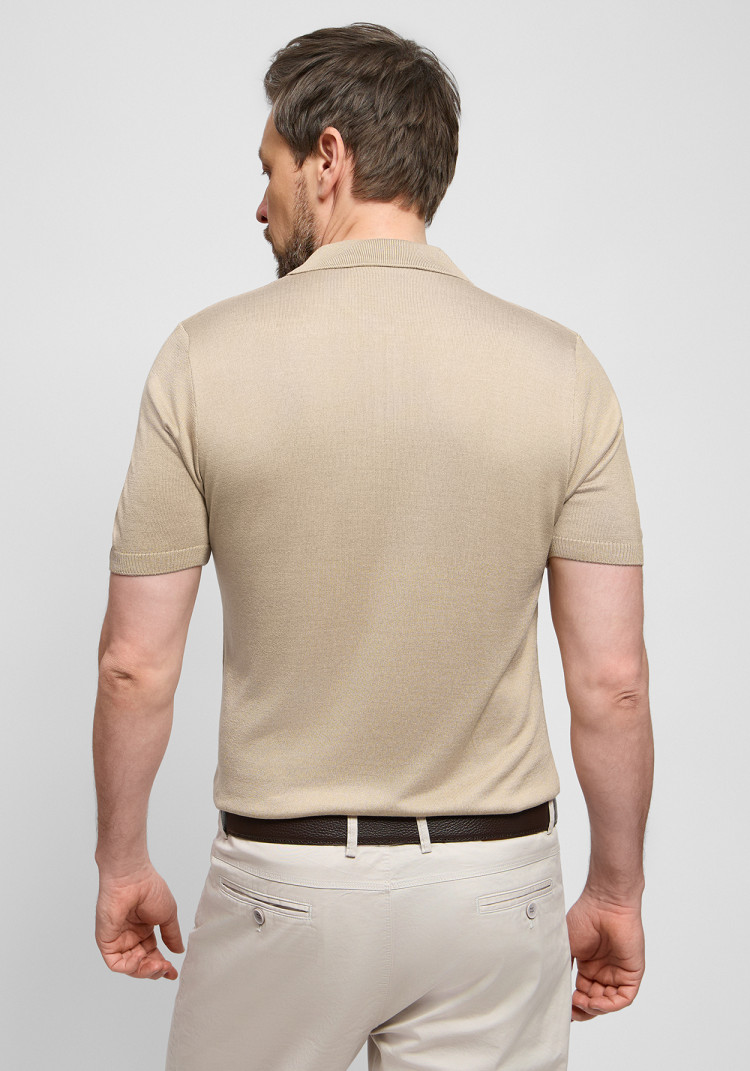 Classic men's beige zip polo, Photo 3