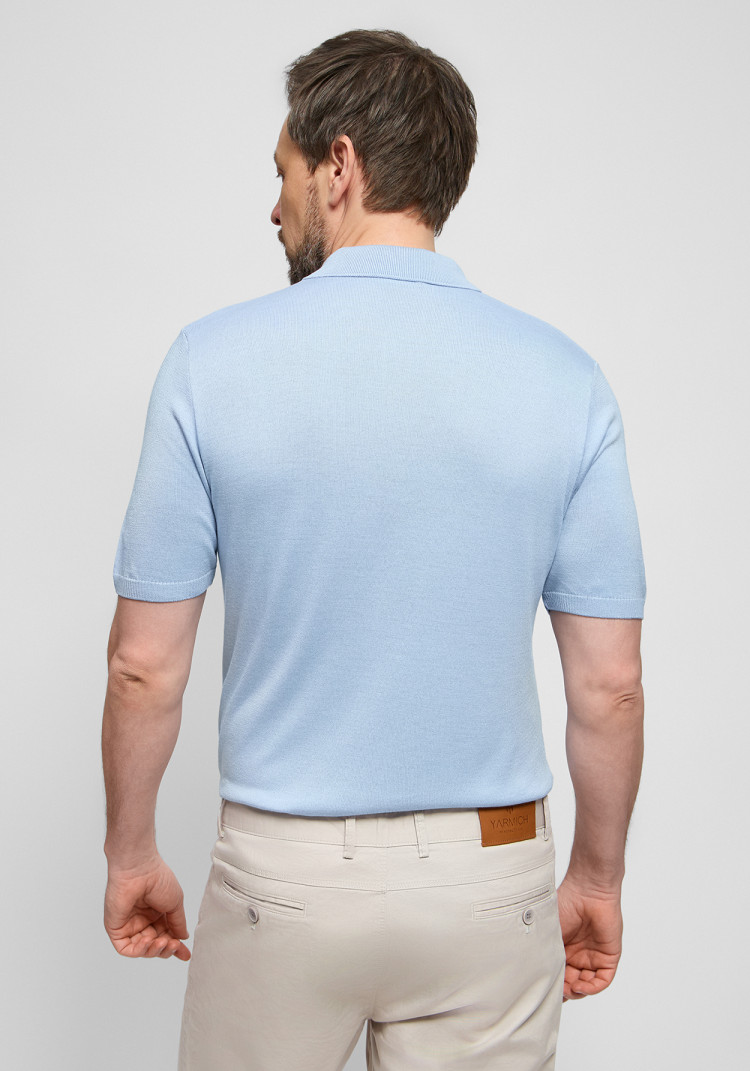 Classic men's blue button-up polo, Photo 3