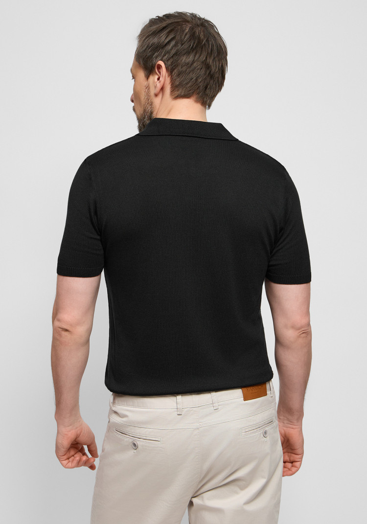 Classic men's black polo with a textured pattern, Photo 2