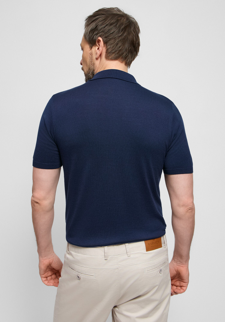 Classic men's navy blue zip polo, Photo 3