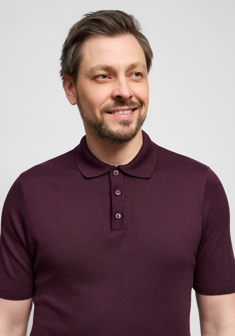 Classic men's burgundy polo with buttons, Photo 1