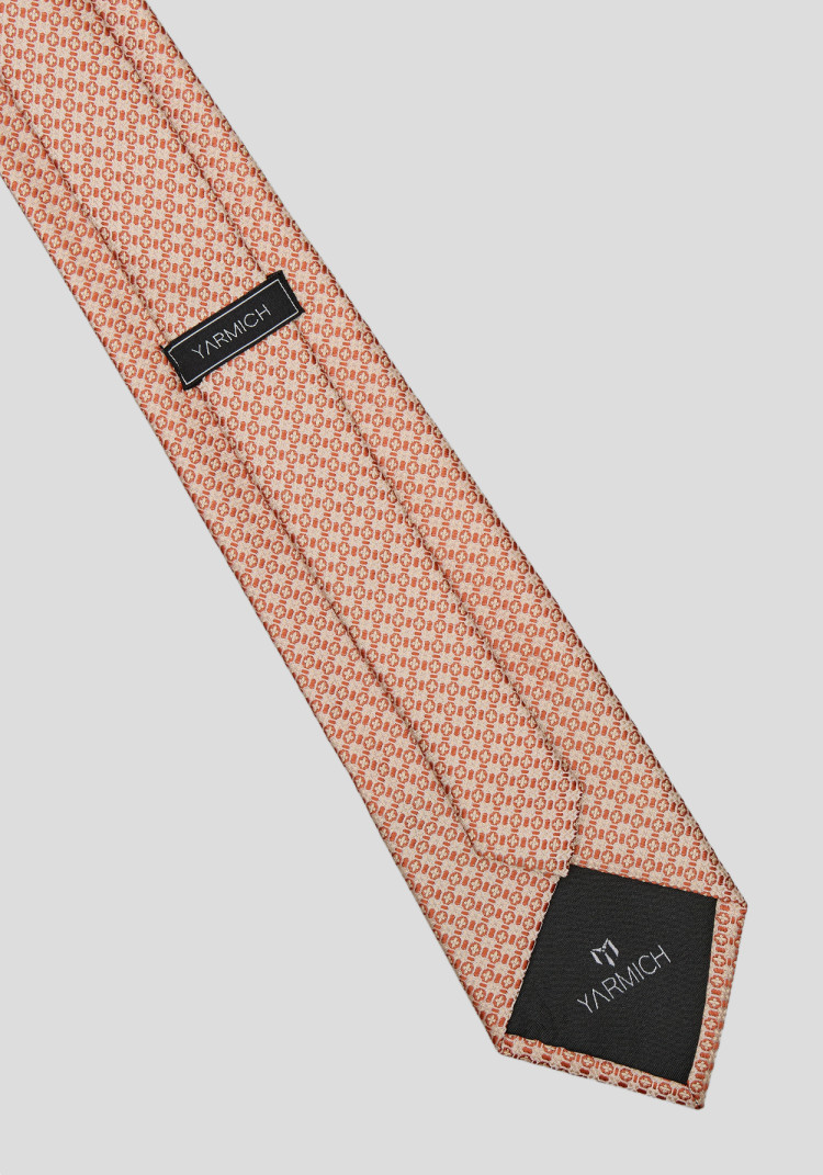 Men's tie in a peach-beige shade with a pattern, Photo 2