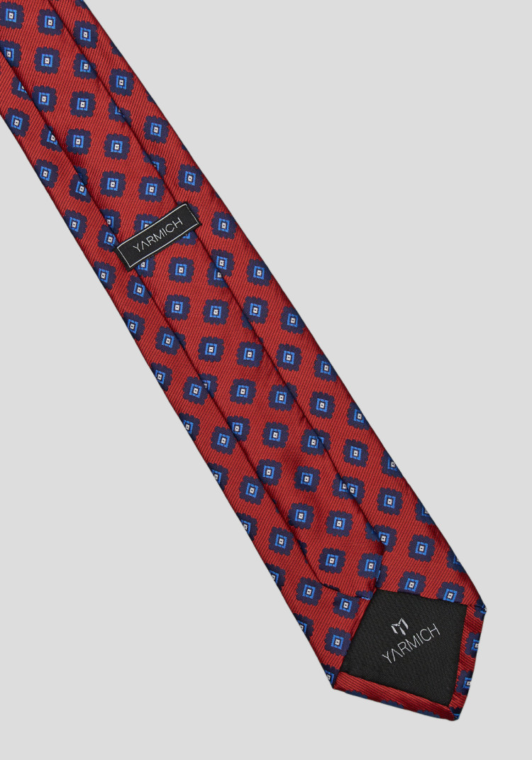 Men's red tie with blue pattern, Photo 2