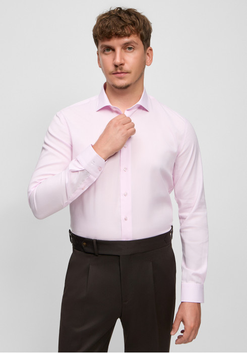 Классическая мужская рубашка розовая non-iron